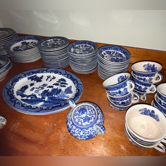 Vintage Blue Dish Set of 93 Pieces from Japan porcelain Tea-Dishes Sources Large - Picture 4 of 11
